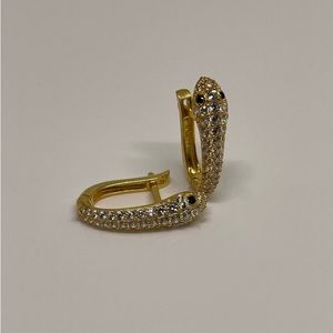 Sterling Silver Gold Snake Earrings